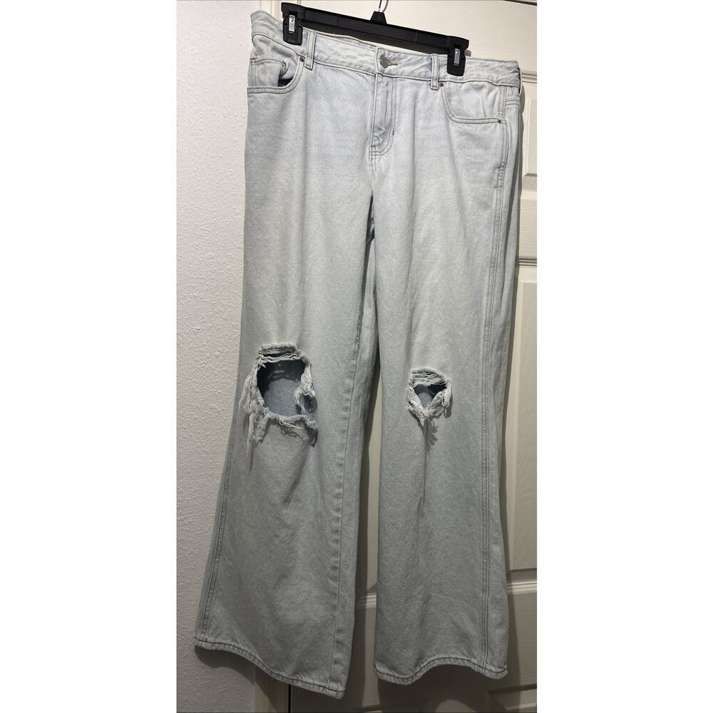 PacSun Low Rise Baggy Distressed Jeans Size 30 Blue Ripped 100% Cotton Light